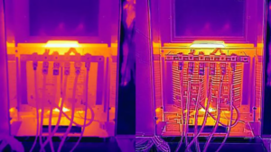 左:通常の赤外線カメラ画像・右:MSX技術を使い輪郭(エッジ)を鮮明にした画像