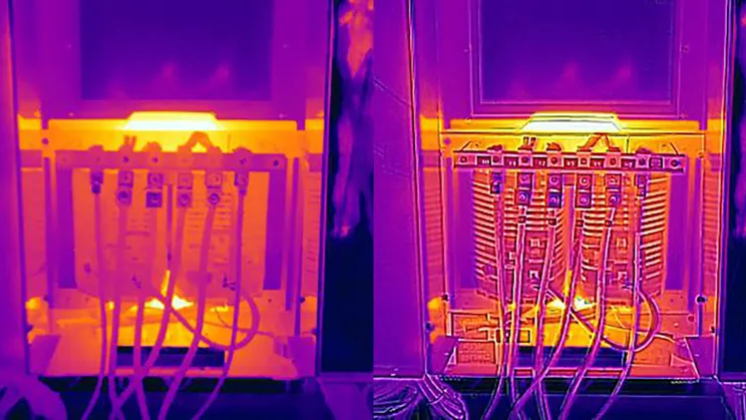 左：通常の赤外線カメラ画像・右：MSX技術を使い輪郭（エッジ）を鮮明にした画像